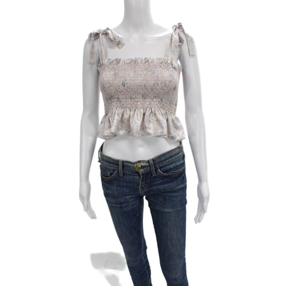 Likely Womens Multicolor Floral Cropped Tank Square Neck Sleeveless Size S